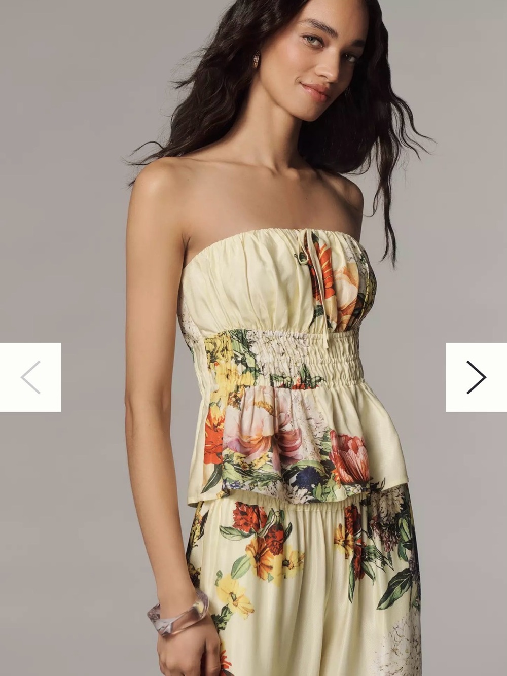 Anthropologie White Floral Pant Set with Orange & Green Accents
